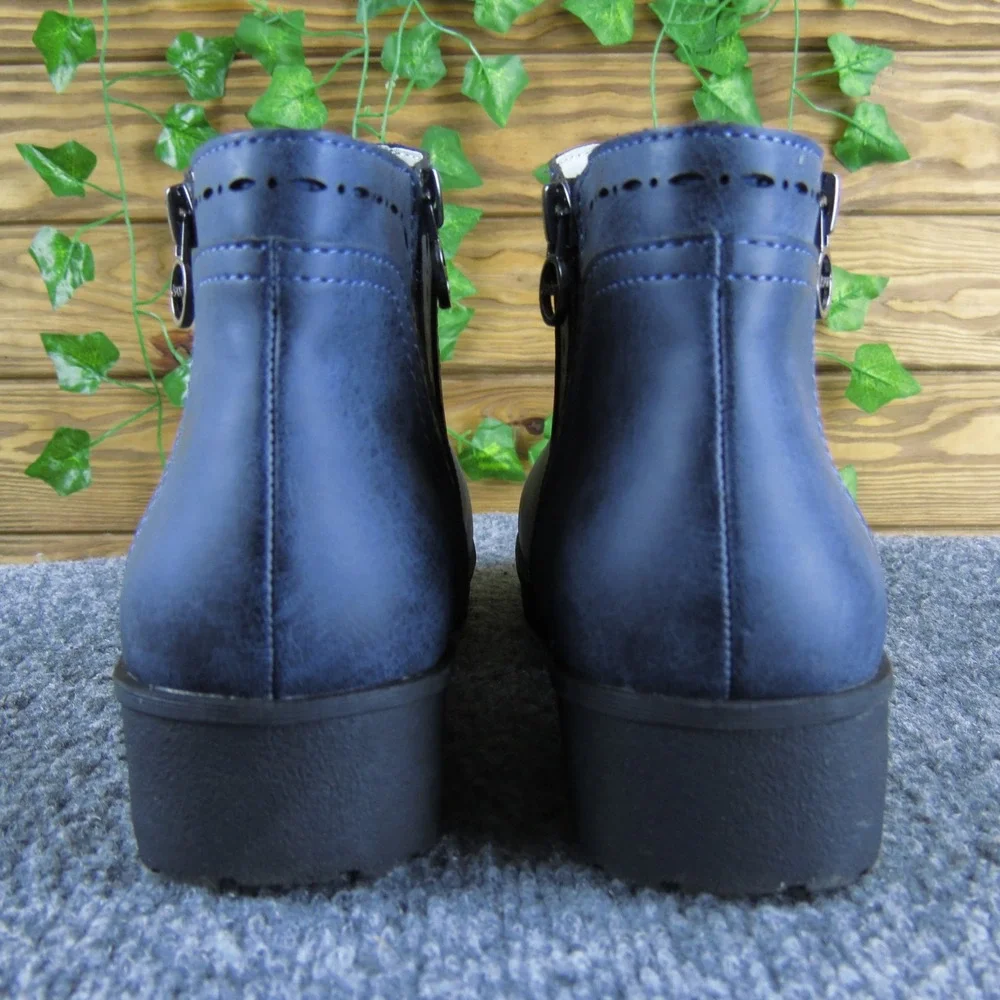 J Sport Women's Blue Ankle Boots Side Zip Comfort Memory Foam Size‎ 5M